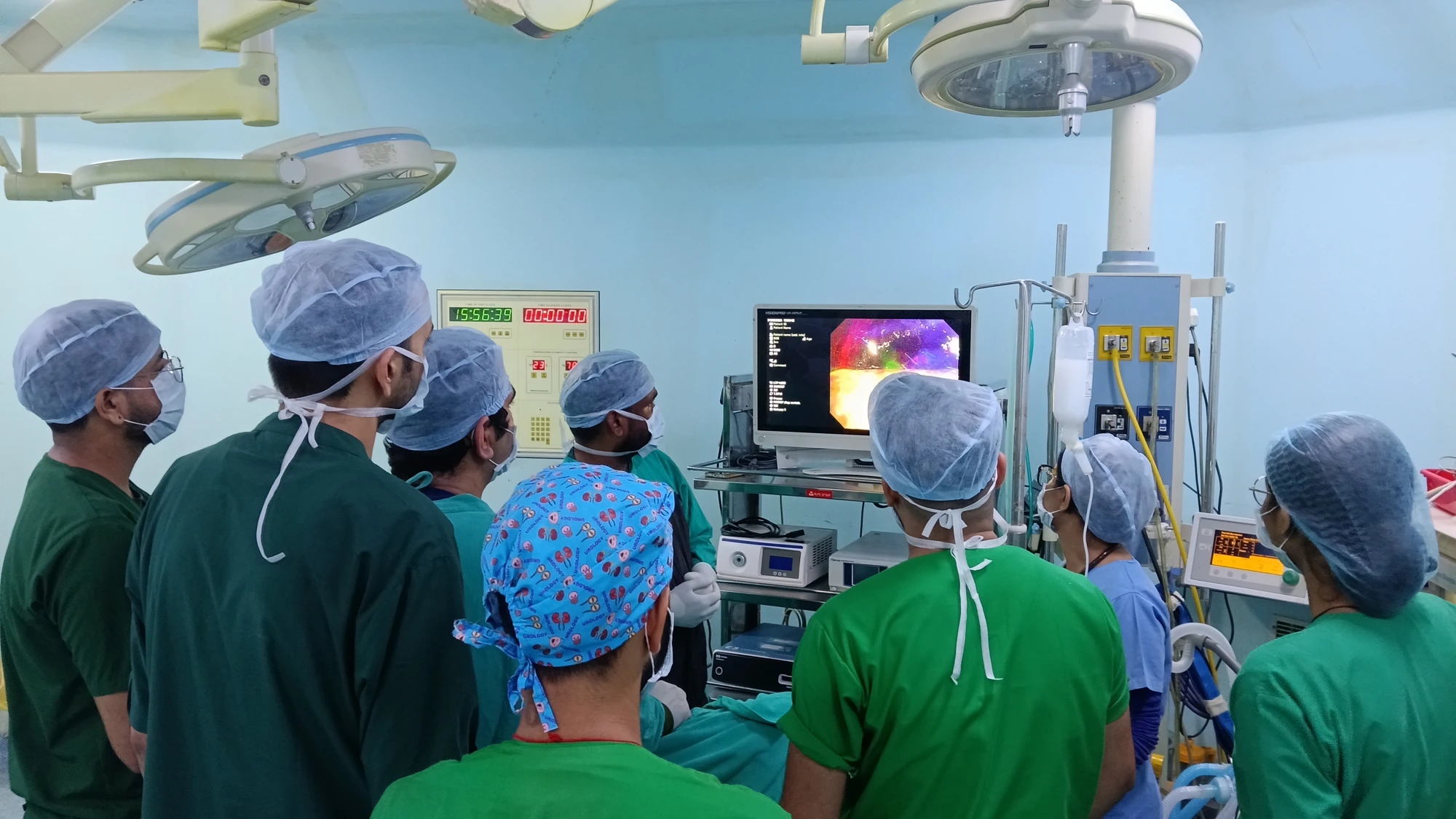 Dr. Siddarth Singh's team performing a bronchoscopy procedure in the operation theatre